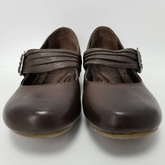 Out Of Order Leather Mary Jane Flat Shoes Brown Buckle Adjustable Strap Size 7 - Picture 6 of 12